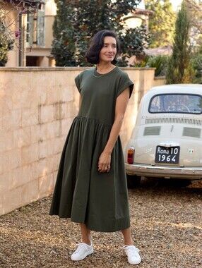 Maye Greta Midi Dress Size XXS Khaki Green